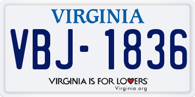 VA license plate VBJ1836