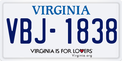 VA license plate VBJ1838