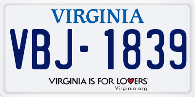 VA license plate VBJ1839