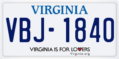VA license plate VBJ1840