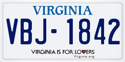 VA license plate VBJ1842