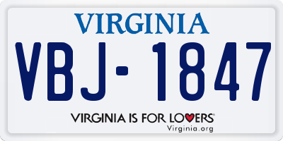 VA license plate VBJ1847