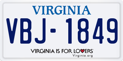VA license plate VBJ1849