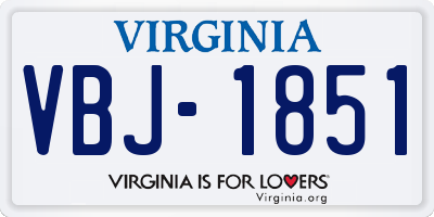 VA license plate VBJ1851