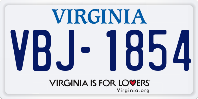 VA license plate VBJ1854