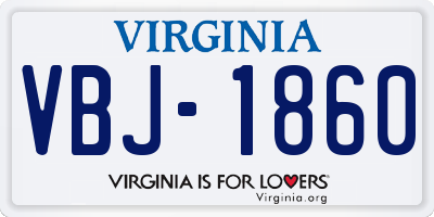 VA license plate VBJ1860