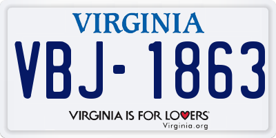 VA license plate VBJ1863