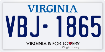 VA license plate VBJ1865