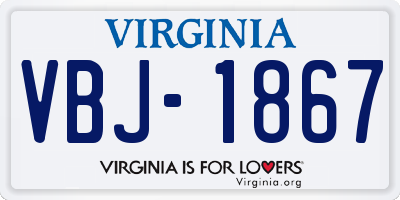 VA license plate VBJ1867