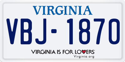 VA license plate VBJ1870