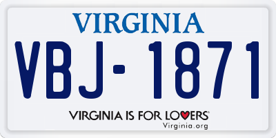 VA license plate VBJ1871