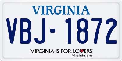 VA license plate VBJ1872