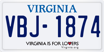 VA license plate VBJ1874