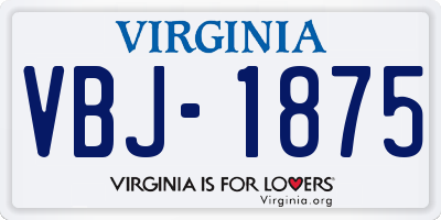 VA license plate VBJ1875