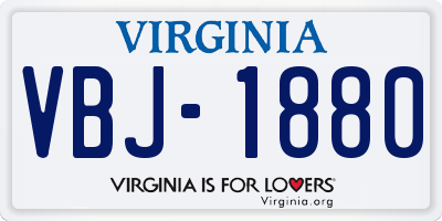 VA license plate VBJ1880