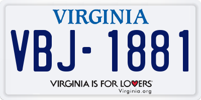 VA license plate VBJ1881