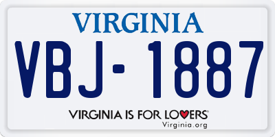 VA license plate VBJ1887