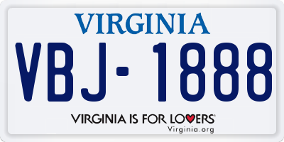 VA license plate VBJ1888