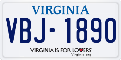 VA license plate VBJ1890