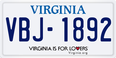 VA license plate VBJ1892