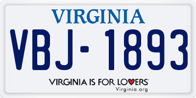 VA license plate VBJ1893