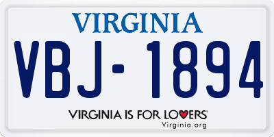 VA license plate VBJ1894