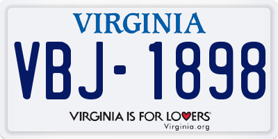 VA license plate VBJ1898