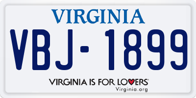 VA license plate VBJ1899