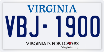 VA license plate VBJ1900