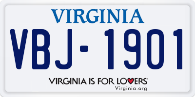 VA license plate VBJ1901