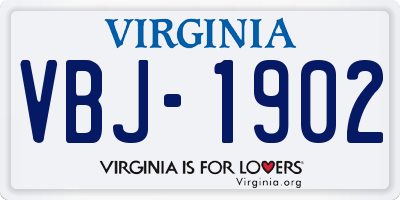 VA license plate VBJ1902