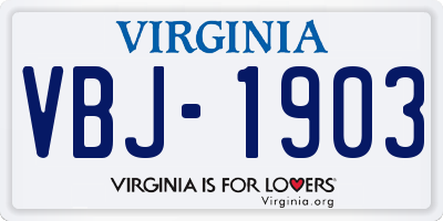 VA license plate VBJ1903
