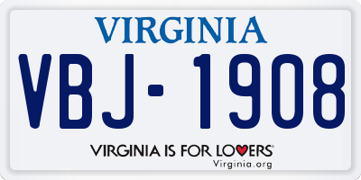VA license plate VBJ1908