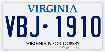 VA license plate VBJ1910