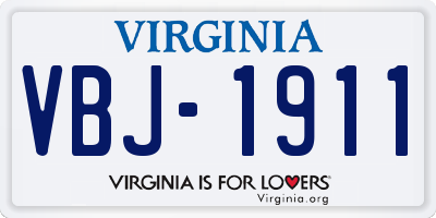 VA license plate VBJ1911
