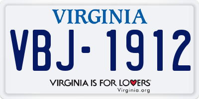 VA license plate VBJ1912