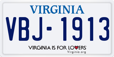 VA license plate VBJ1913