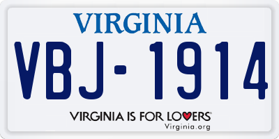 VA license plate VBJ1914