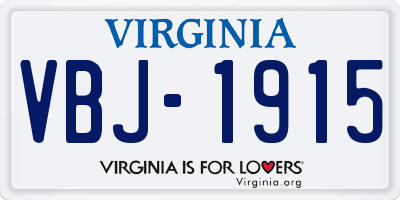 VA license plate VBJ1915