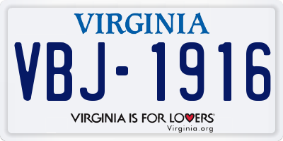 VA license plate VBJ1916