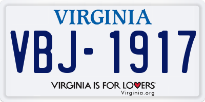 VA license plate VBJ1917
