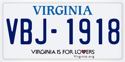 VA license plate VBJ1918