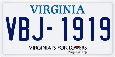 VA license plate VBJ1919