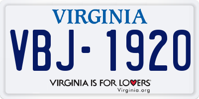 VA license plate VBJ1920
