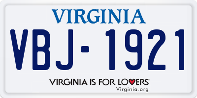 VA license plate VBJ1921