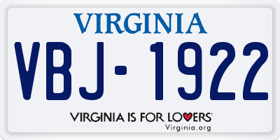 VA license plate VBJ1922