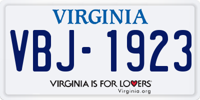 VA license plate VBJ1923