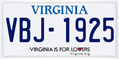 VA license plate VBJ1925