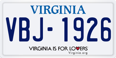 VA license plate VBJ1926