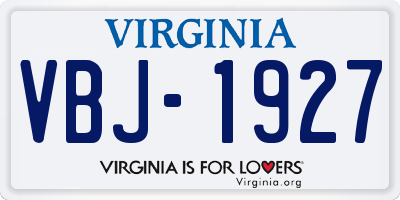 VA license plate VBJ1927